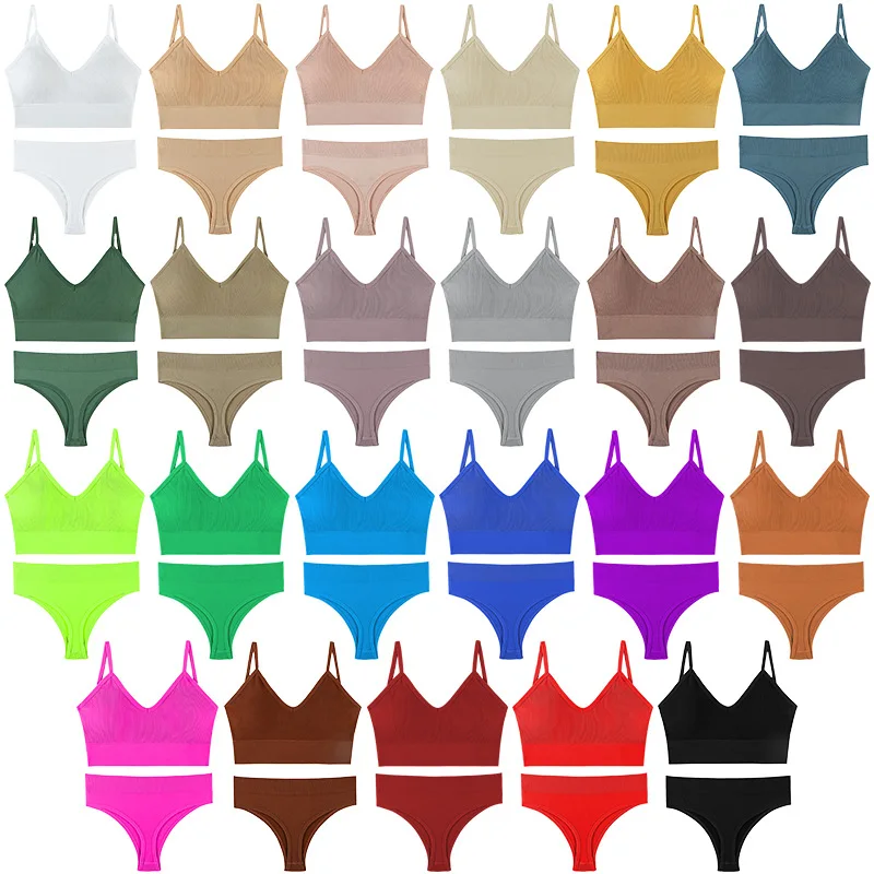 Underwear, women's small chest gathered, thin design without steel ring, large size sports tank top, French triangle cup bra set