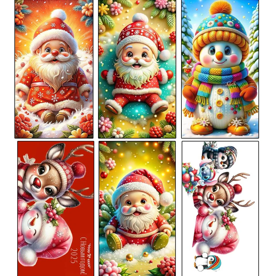 

New 2025 DIY Diamond Drawing Full Circle Square New Design Cartoon Santa Claus Mosaic Embroidery Home Decoration