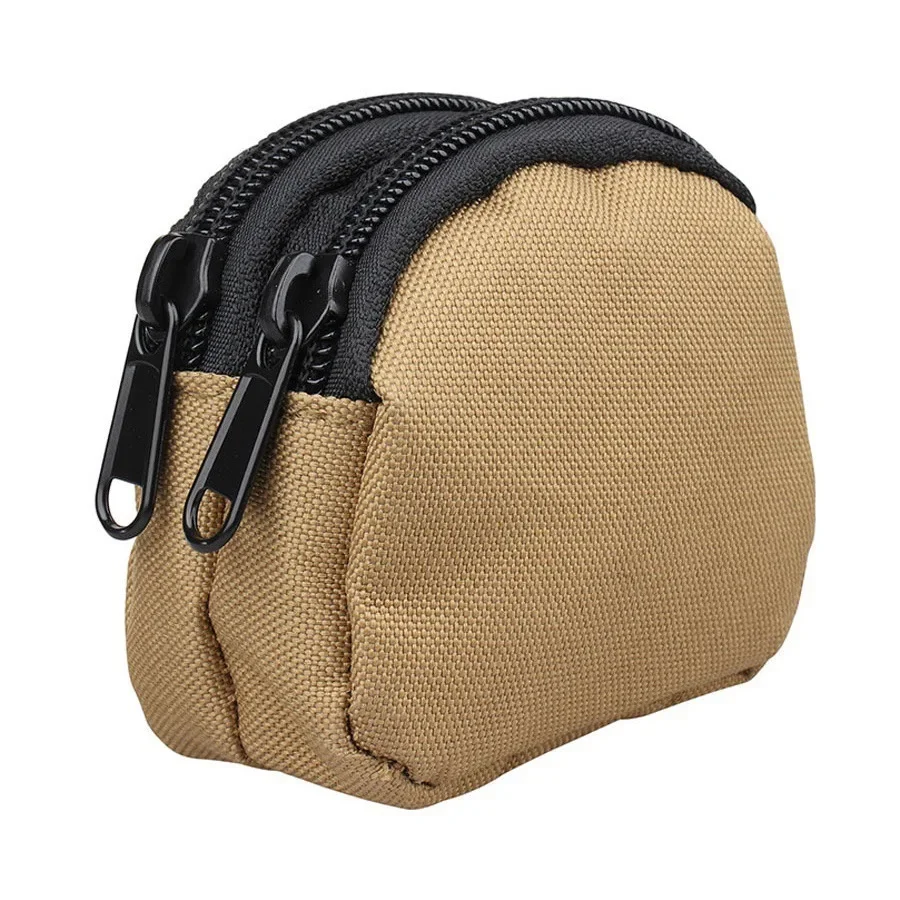 1PC Portable Tactical Mini Oxford Waist Bag Double Zipper Coin Key Pouch Outdoor Camping Pack