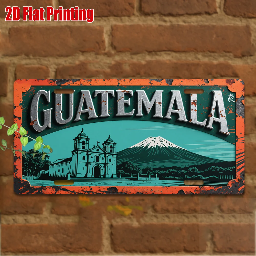 2D Flat, 2D Flat Printing, 1pc, Vintage Metal Sign, for Decorationg Only, Outdoor Wall Art (29.97cm * 14.99cm), GUATEMALA Alu