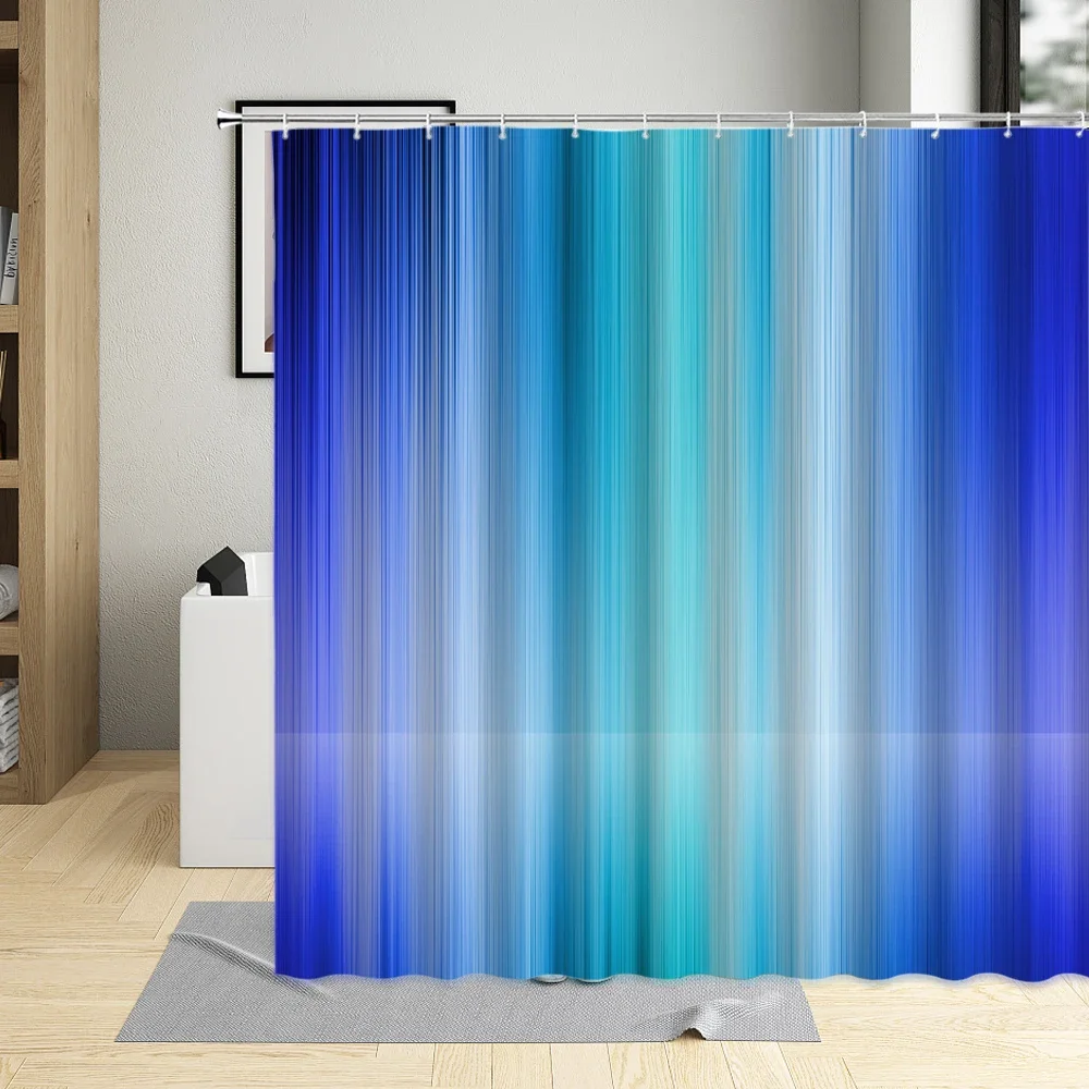 Geometric Modern Shower Curtain with Hooks, Creative Lines Pattern, Bathroom Art Decor, Simple Bath Curtains, Waterproof Fabri