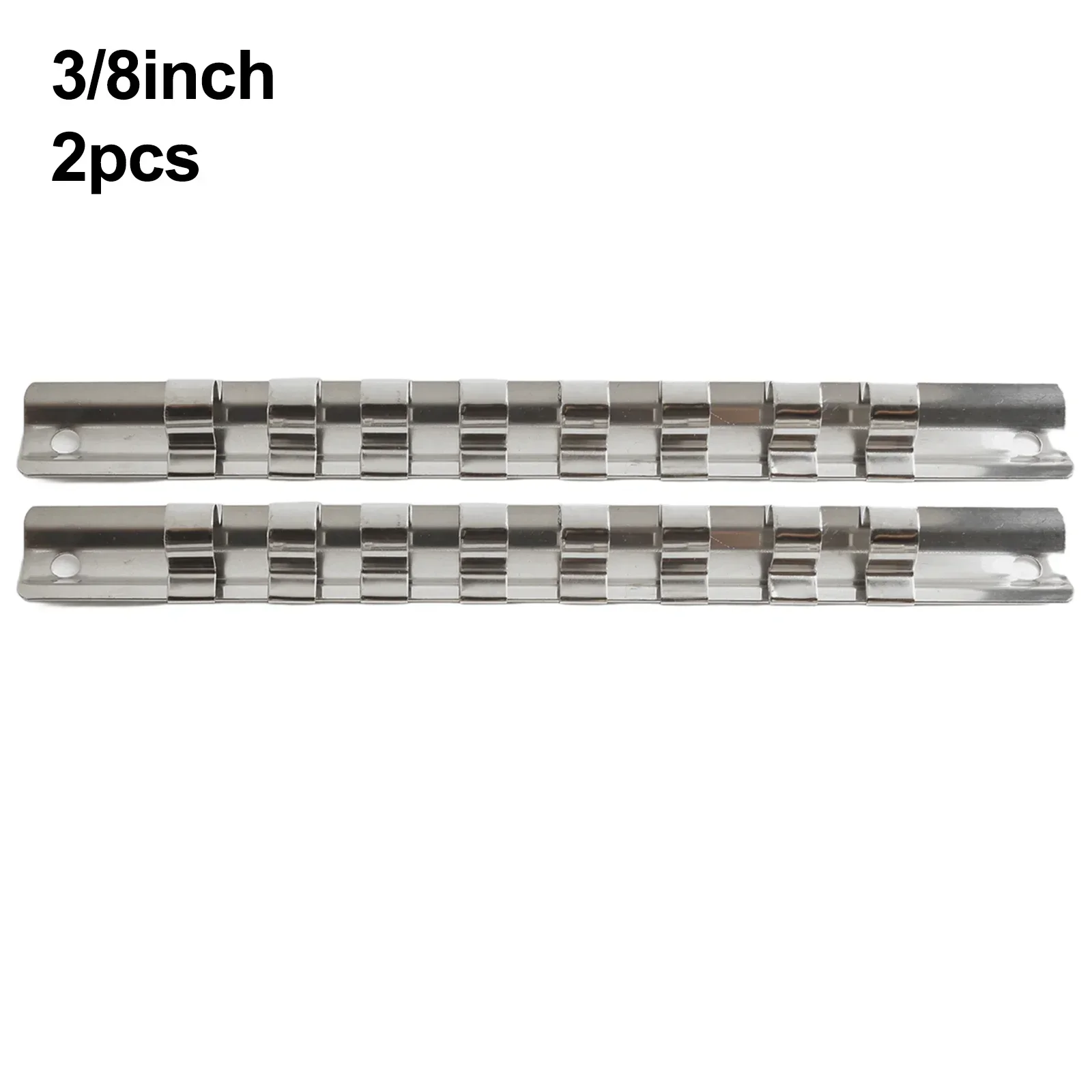 2pcs Socket Storage Rack 1/4in Or 3/8in Or 1/2in 8 Clips Wall-mounted Drive Socket Rails For Home Industrial Garage Workshops