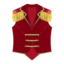 Womens Circus Ringmaster Costumes Vest Jacket Showman Ringleader Lion Tamer Waistcoat Halloween Costume Cosplay Party Outfit