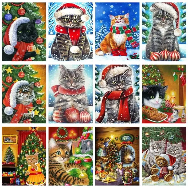 

CHENISTORY 5D DIY Diamond Painting Cat Rhinestone Art Full Square Diamond Embroidery Animals Mosaic Sale Home Decoration