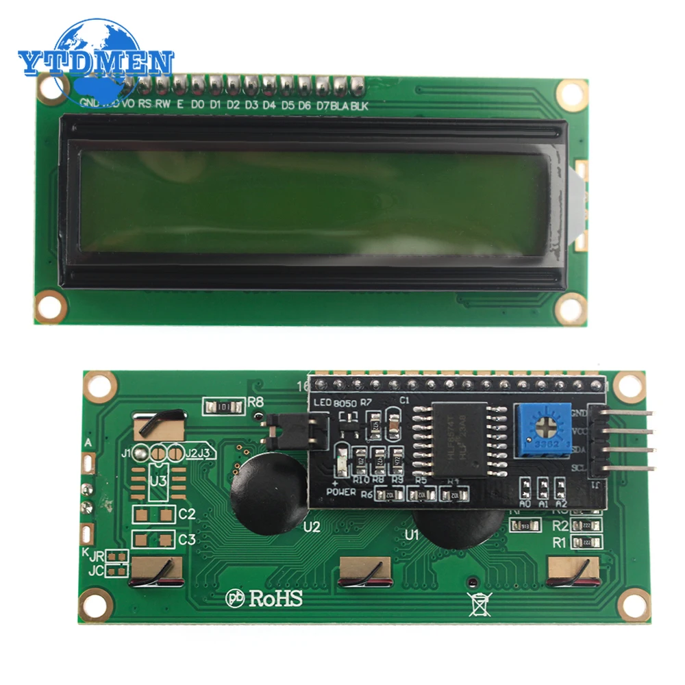 2PCS LCD1602 I2C Module Blue / Green Screen 16x2 Character LCD Display 5V with IIC I2C Serial Interface Adapter for Arduino