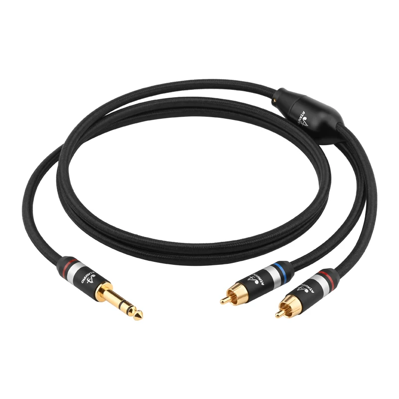 Cable HiFi 6,5 a 2RCA de alta calidad 6N OFC para consola mezcladora amplificador Subwoofer Y divisor Cable de Audio RCA audiófilo