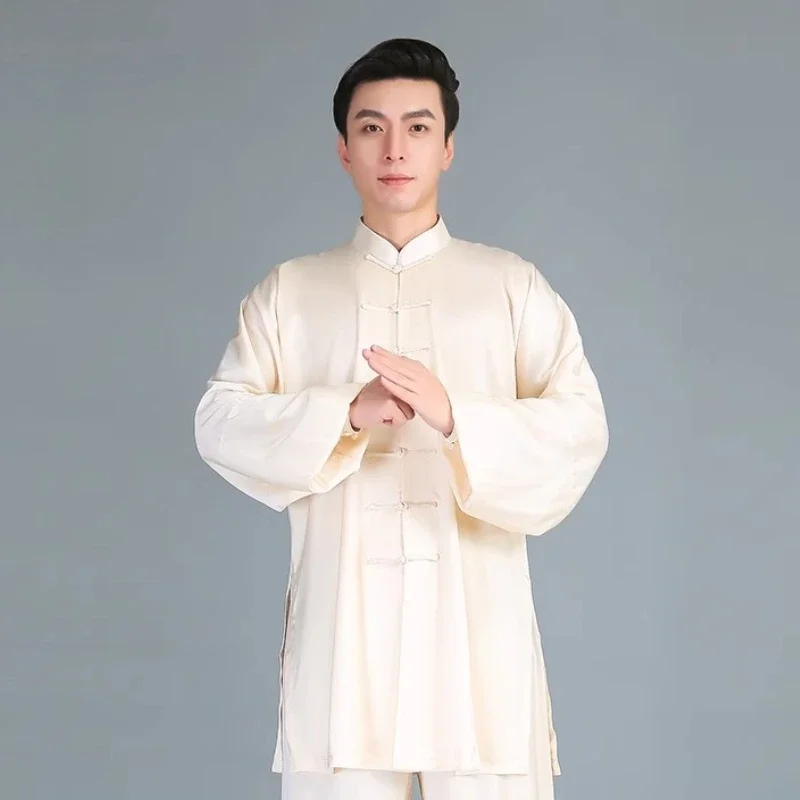 Tai Chi Suit Kung Fu Uniform for Men Women Chinese Martial Arts Clothing Lustrous Sheen Fluid Drape Loose Fit Performance Wear
