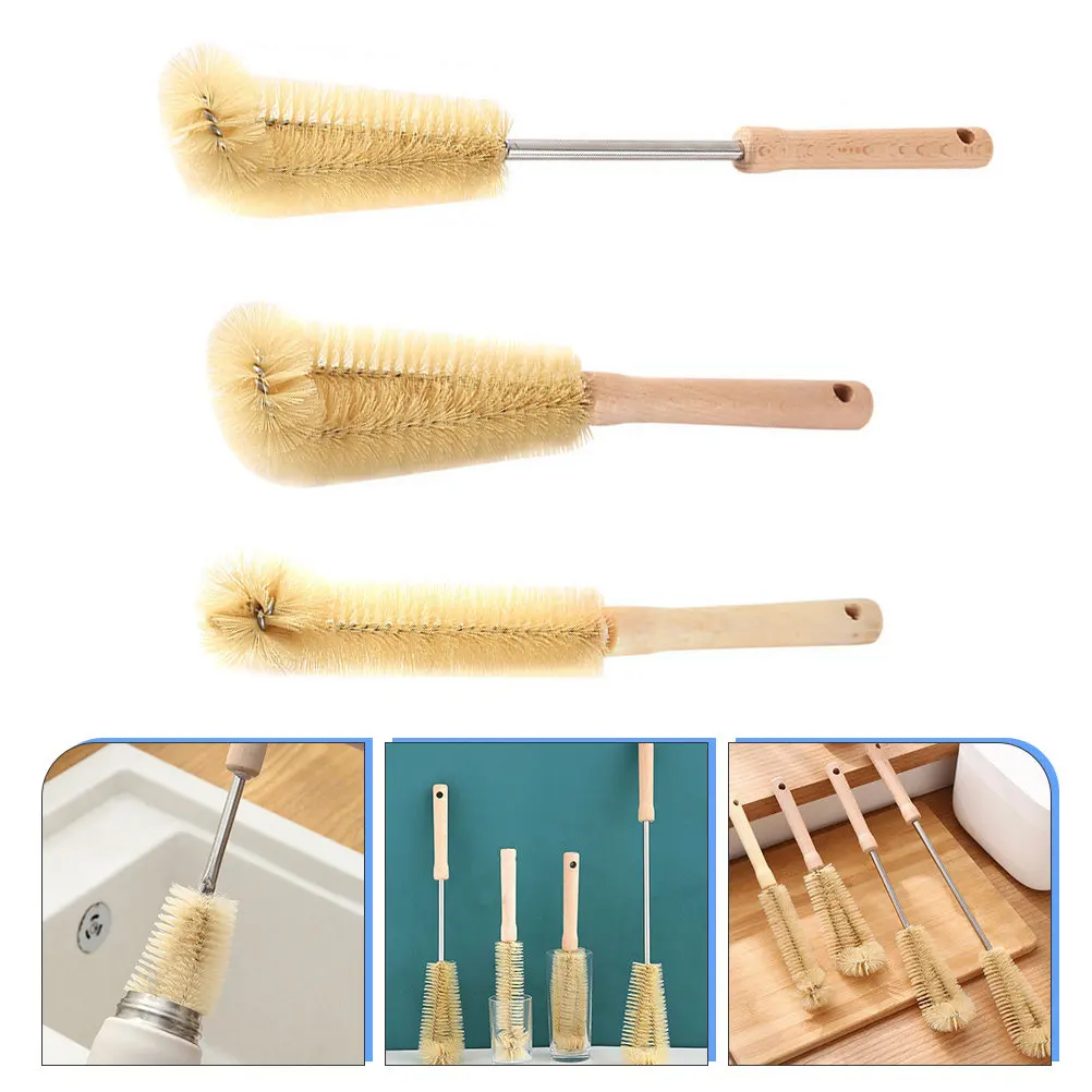 Bottle Brush Cleaner Set 3 Piece Long Handle Water Bottle Straw Cleaning Brushes Dishwasher Safe with Hook