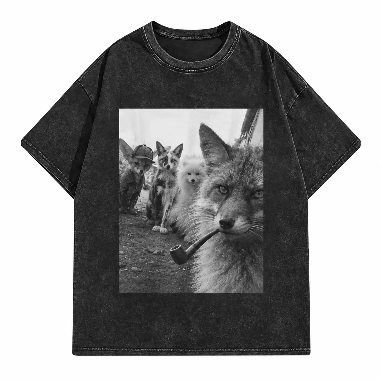 Monkey Graphic T-Shirt Vintage Wash Casual Limited Edition Tee Urban Streetwear Retro Animal Photo Print Round Neck Top Unisex