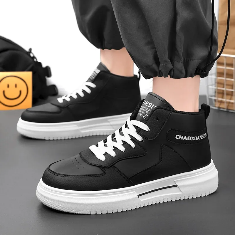 Men's High-top Casual Shoes 2024 Spring New Style Thick Bottom Trendy Shoes Korean Fashion Sports Breathable For Summer