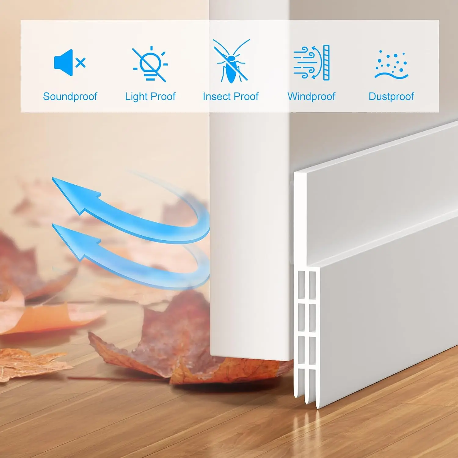 1M Thickened Door Bottom Seal Strip Self-Adhesive Silicone Rubber Weatherstrip Soundproof Windproof Dustproof Gap Sealer
