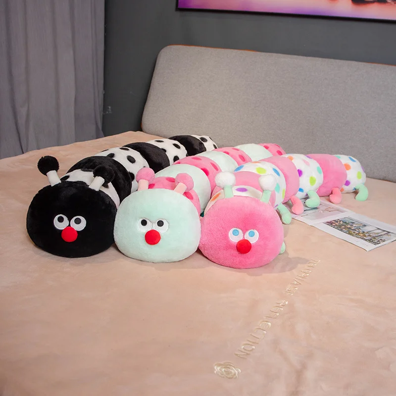 90-120cm Colorful catoon caterpillar plush toy doll soft comfy insect pillow cotton worm bug model sofa car cushion kids gift