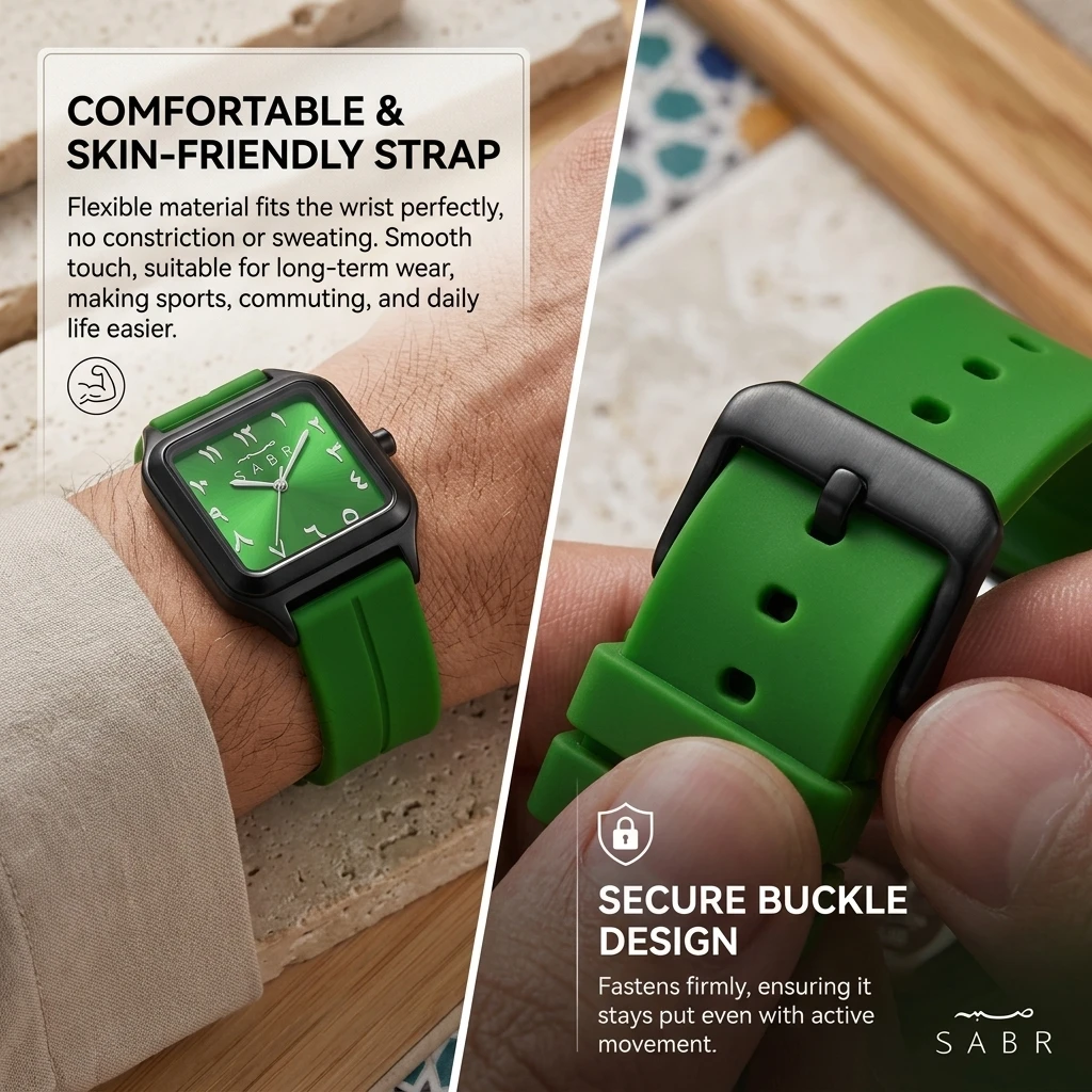1 piece square case green strap green dial simple and stylish watch for daily commute, students, trendy, personalized