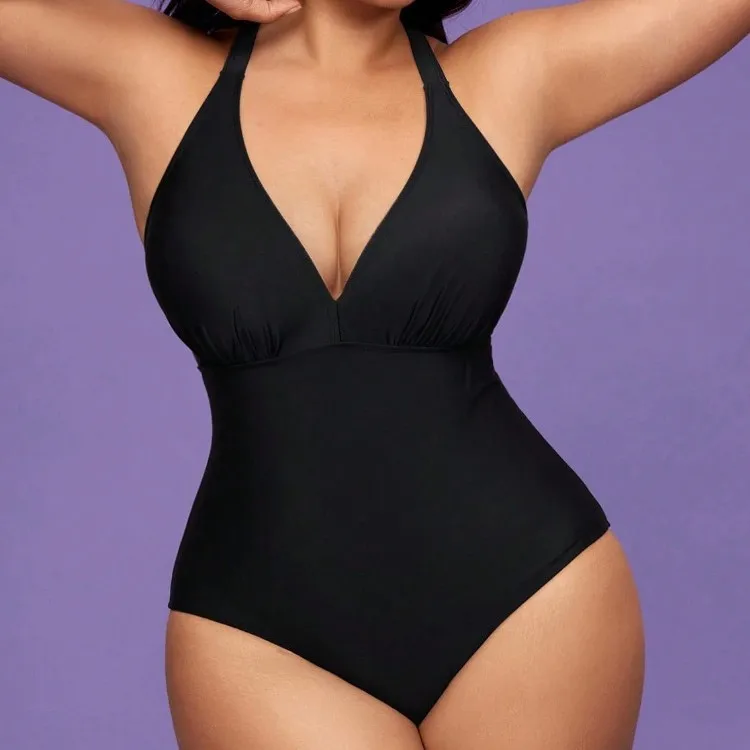 2026 Plus Size One‑Piece Swimsuit Floral Print Ruffle Bow Front Ruched Tummy Control Sweet Vintage Bathing Suit For Women Beach
