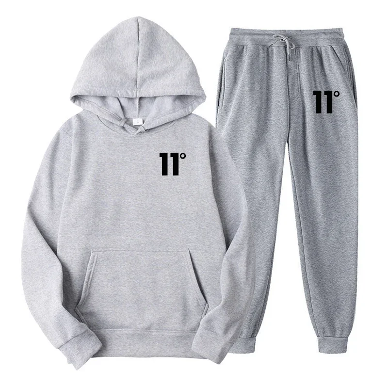 New Autumn Men's Printed Sportswear, a Men's Running Sportswear Set Featuring a Hooded Sweatshirt and Drawstring Pants 2025