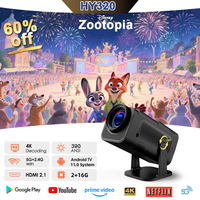 New HY320 Movie Projector Android 11 390ANSI 4K Native 1080P Dual Wifi6 BT5.0 Cinema Outdoor Portable Projetor Upgrated HY300