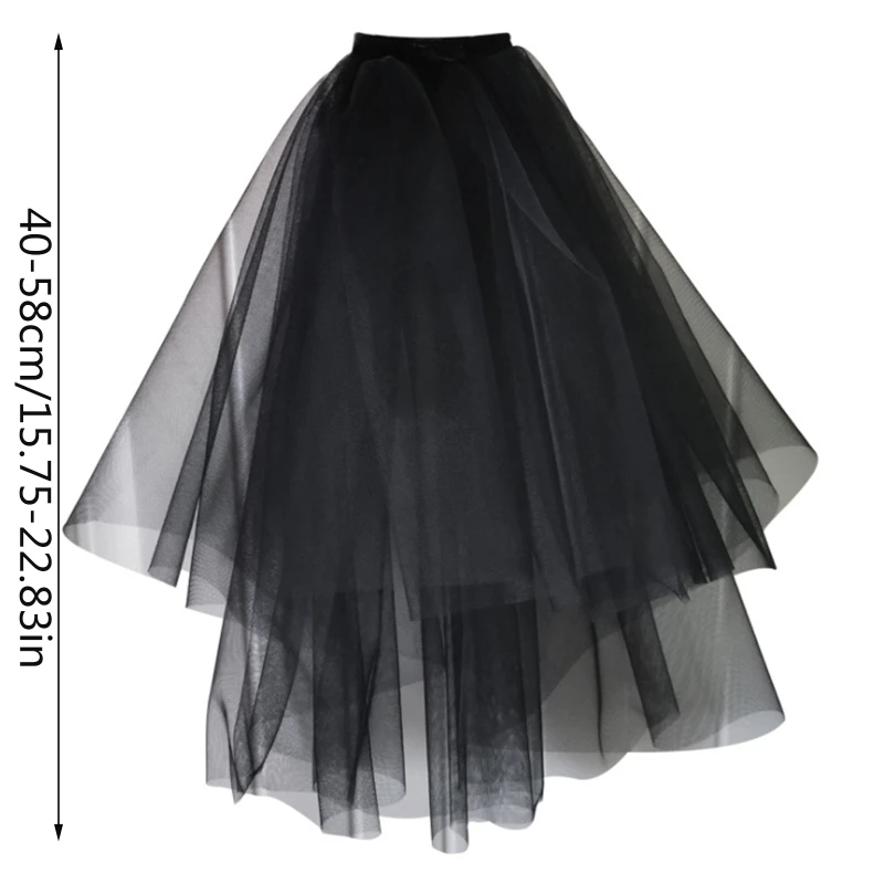 Womens Layered Black Tulle Short Wedding Veil with Comb Halloween Cosplay Costume Bridal Party Accessories Props