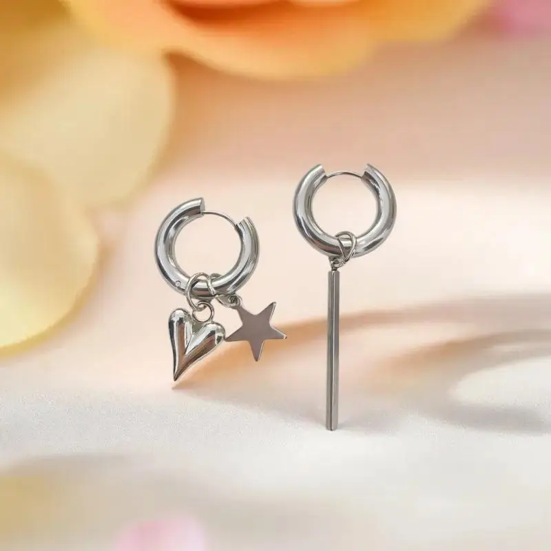 فاسق طويل القلب دلاية شكل نجمة أقراط للنساء بسيطة موضة هندسية دائرية الأذن مشبك جديد عصري مجوهرات هدية