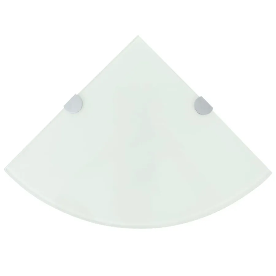 

Corner Shelf with Chrome Supports Glass White 9.8x9.8