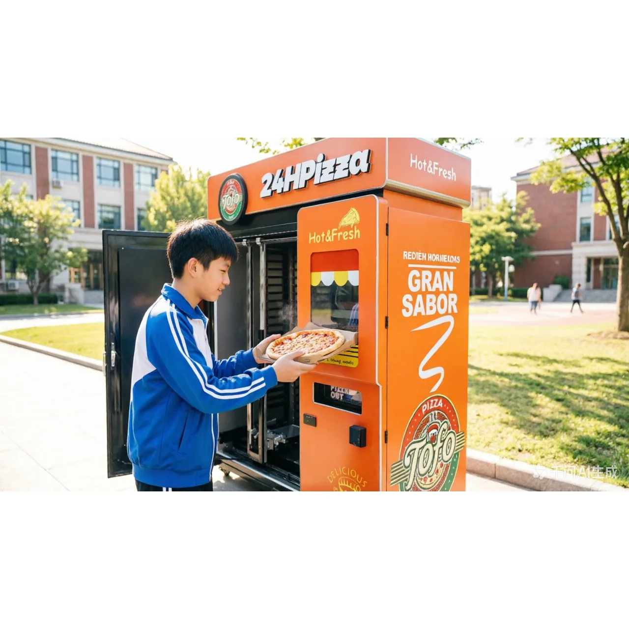 Unmanned Pizza Vending Machine Anti-leak Electric System Lockable Cabinet Campus School Commercial Pizza Vending Unit