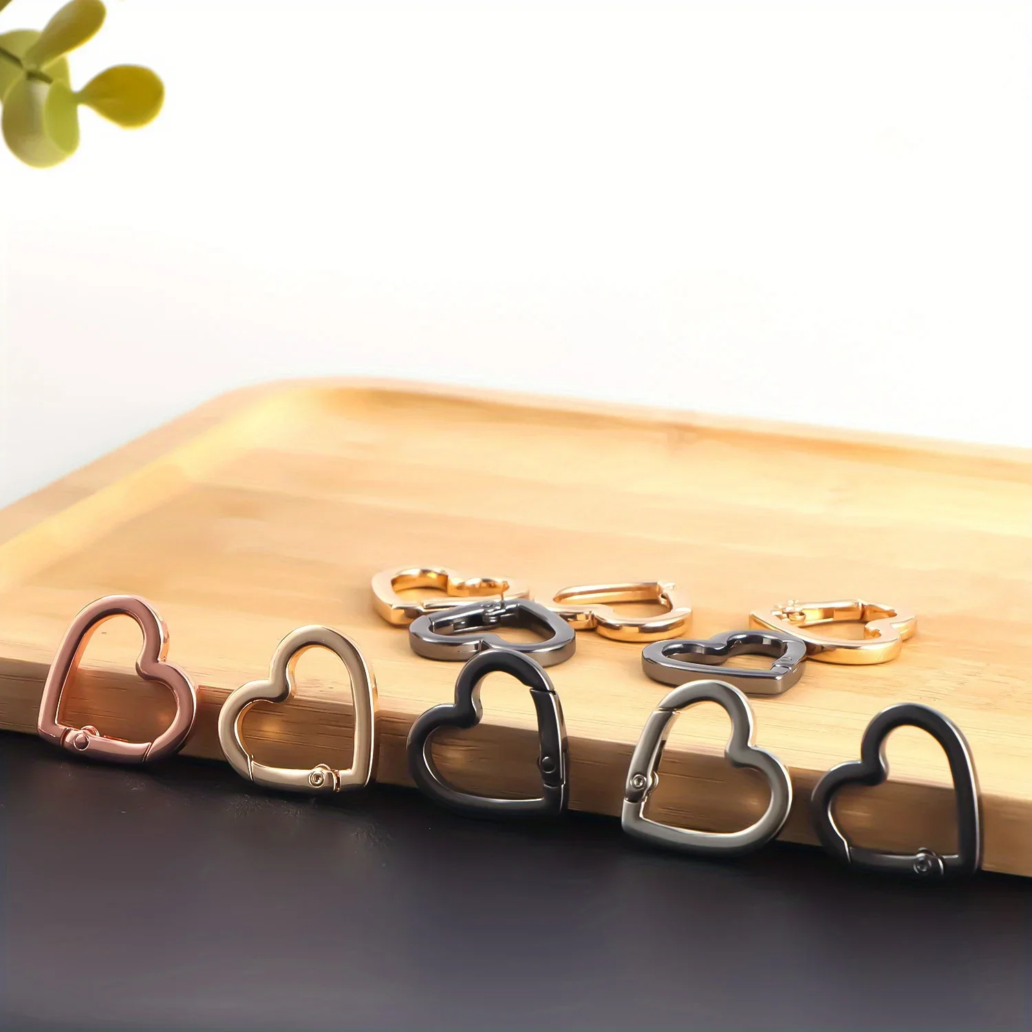 5Pcs Metal Heart Shape Ring Openable Keyring Leather Craft Bag Belt Strap Buckle Trigger Snap Clasp Clip Connector Accessory