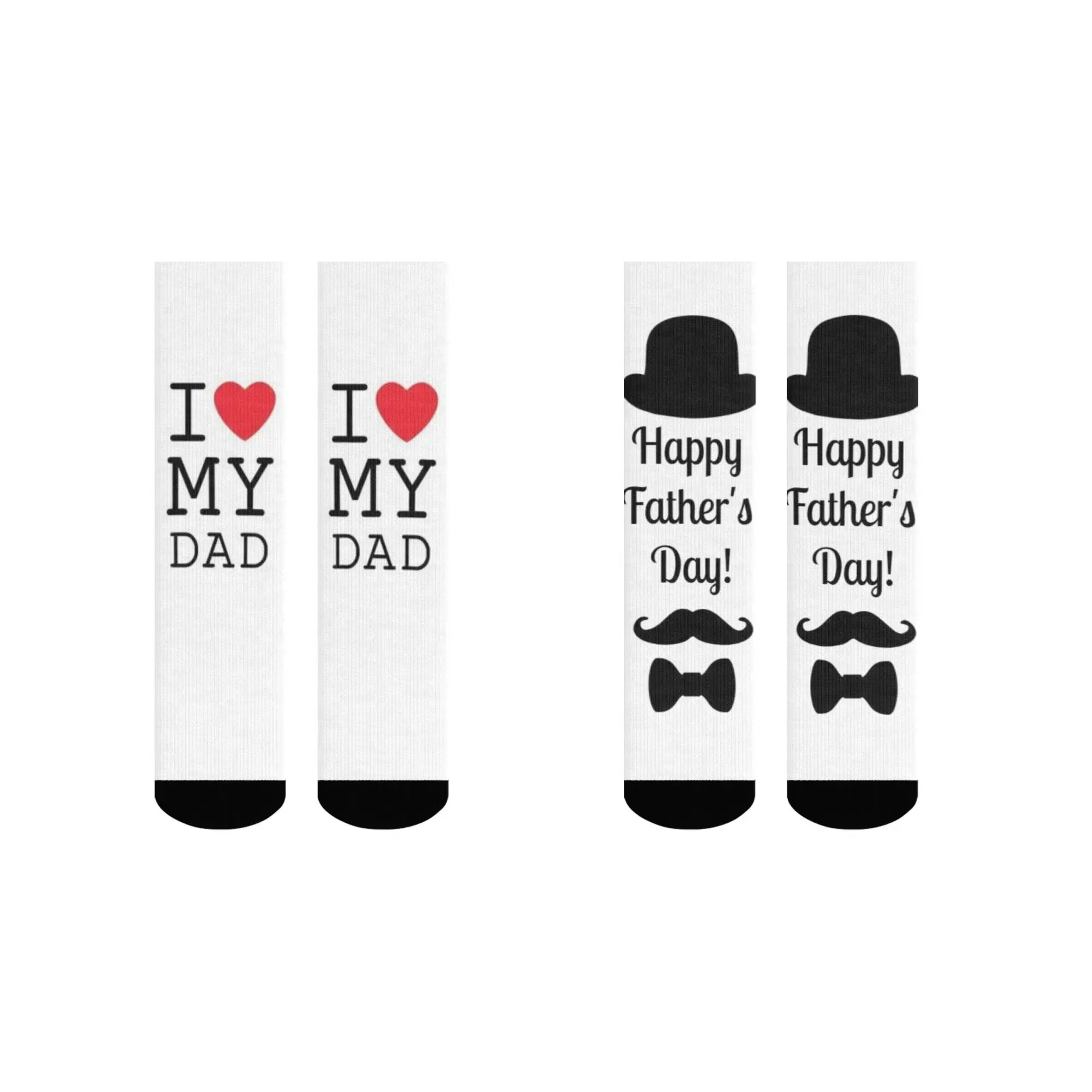 

1 pair Elegant Father's Day Gift Fashion Socks， ‘I Love DAD’，'Happy Father's Day!'print Inscription, Showing Appreciation.