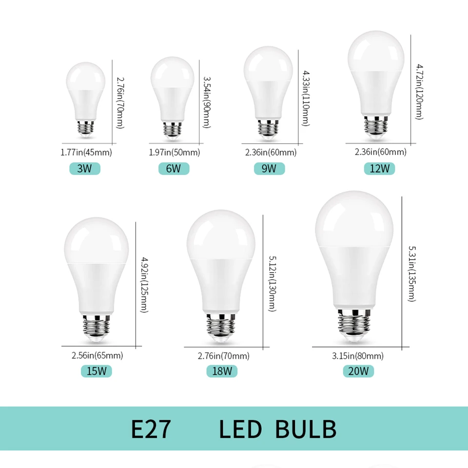 2pcs/lot DC12-85V 3W 6W 9W 12W 15W 18W 20W LED Bulb Lamps E27 E14 B22 Light Bulb Smart IC High Brightness Lampada LED Bombillas