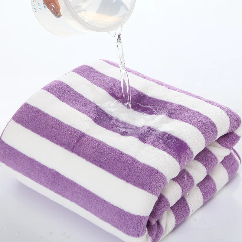 35x75cm Bath Towel Coral Fleece Microfiber Striped Household Absorbent  Face Hand Bath Towel Soft Fashion Bathroom Towels