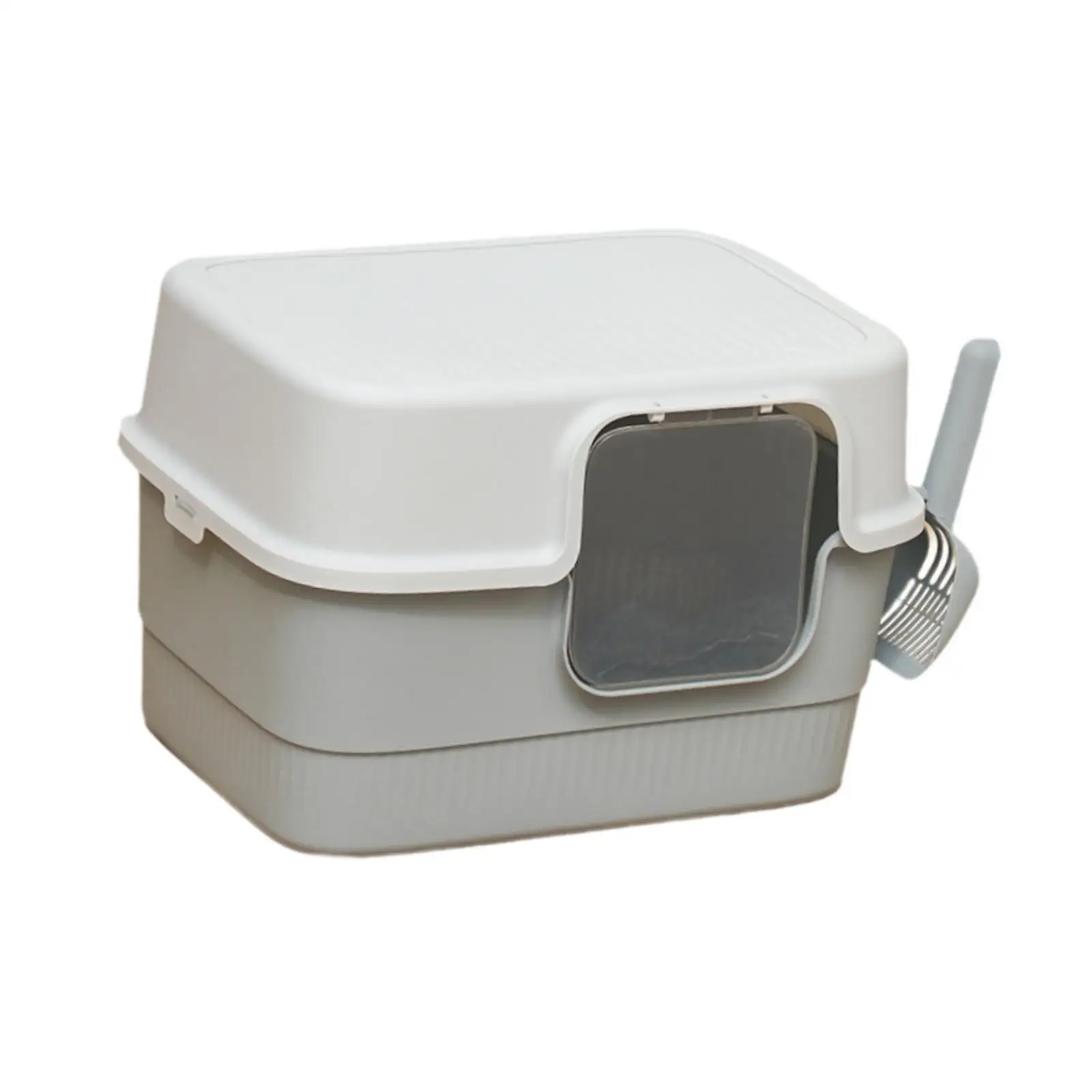 Hooded Cat Litter Box Pet Litter Tray Pet Supplies, Portable High Sides Low Entry Removable Enclosed Cat Toilet with Spade