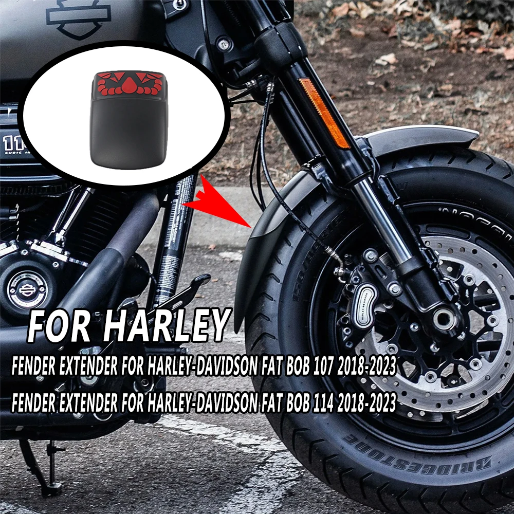 For Harley BREAKOUT FAT BOY 107/114 2018-2024 2023 Motorcycle Accessories Front Fender Extension Black