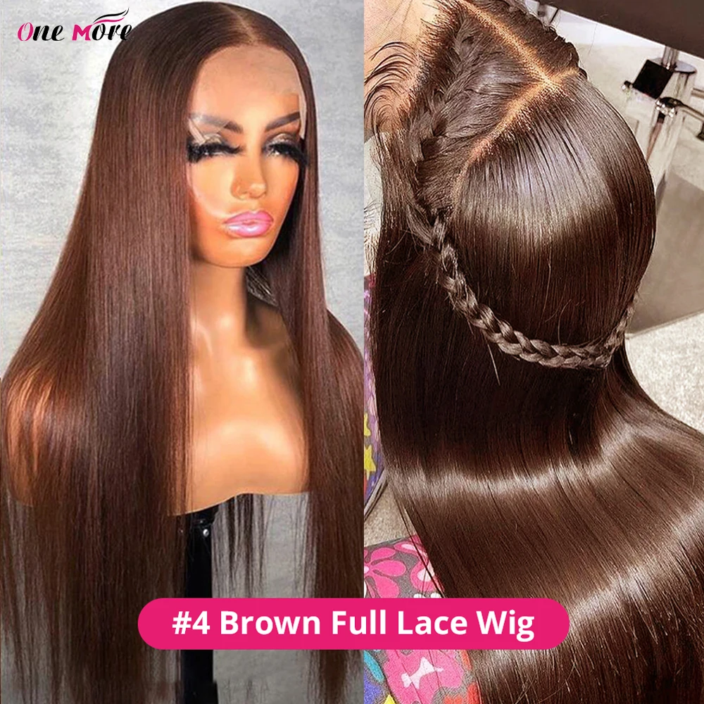 #4 Brown Glueless Full Lace Human Hair Wig 13x4 Chocolate Brown Straight Lace Front Wigs Colored Human Hair Wigs For Women