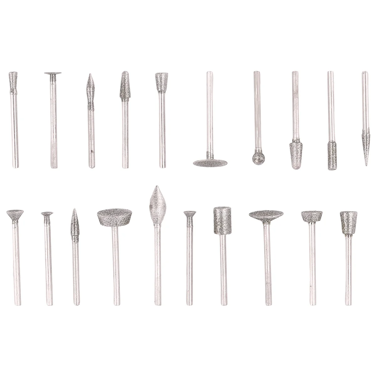 Stone Carving Set Diamond Burr Bits,20PCS Polishing Kits Rotary Tools Accessories with 1/8 Inch Shank for Carving