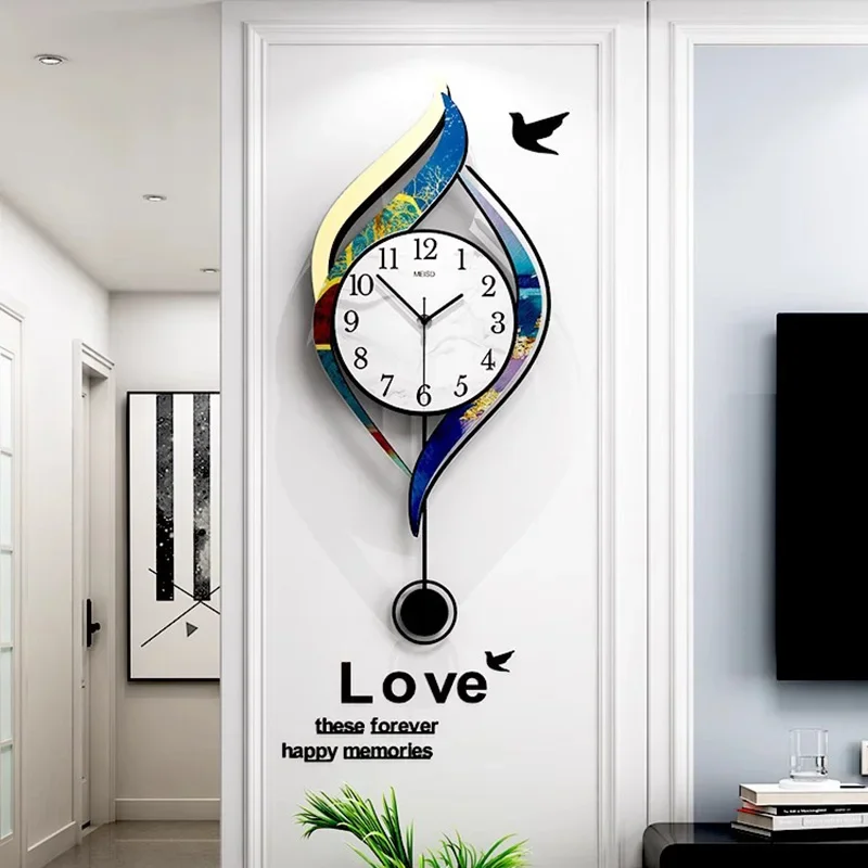 

Living Room Wall Clock Silent Nordic Aesthetic Luxury Pendulum Wall Clock Modern Design Reloj Digital Pared Wall Decoration