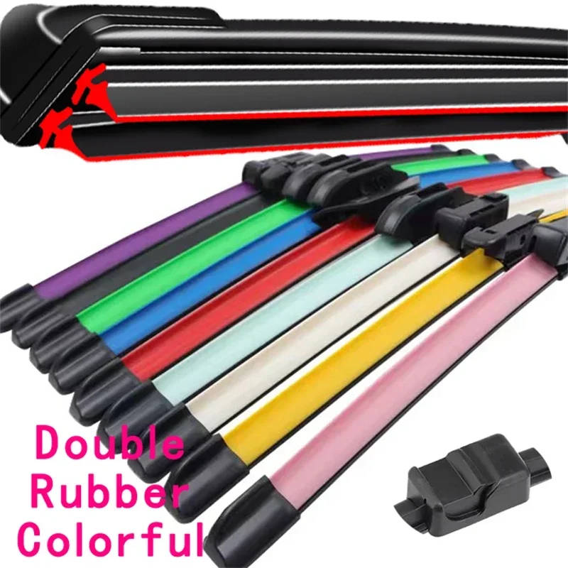 

Colorful SIDE PIN Car Windshield Wiper blades Universal Soft Double layer Rubber Frameless Bracketless 16" 19" 20" 22" 24"26"30"