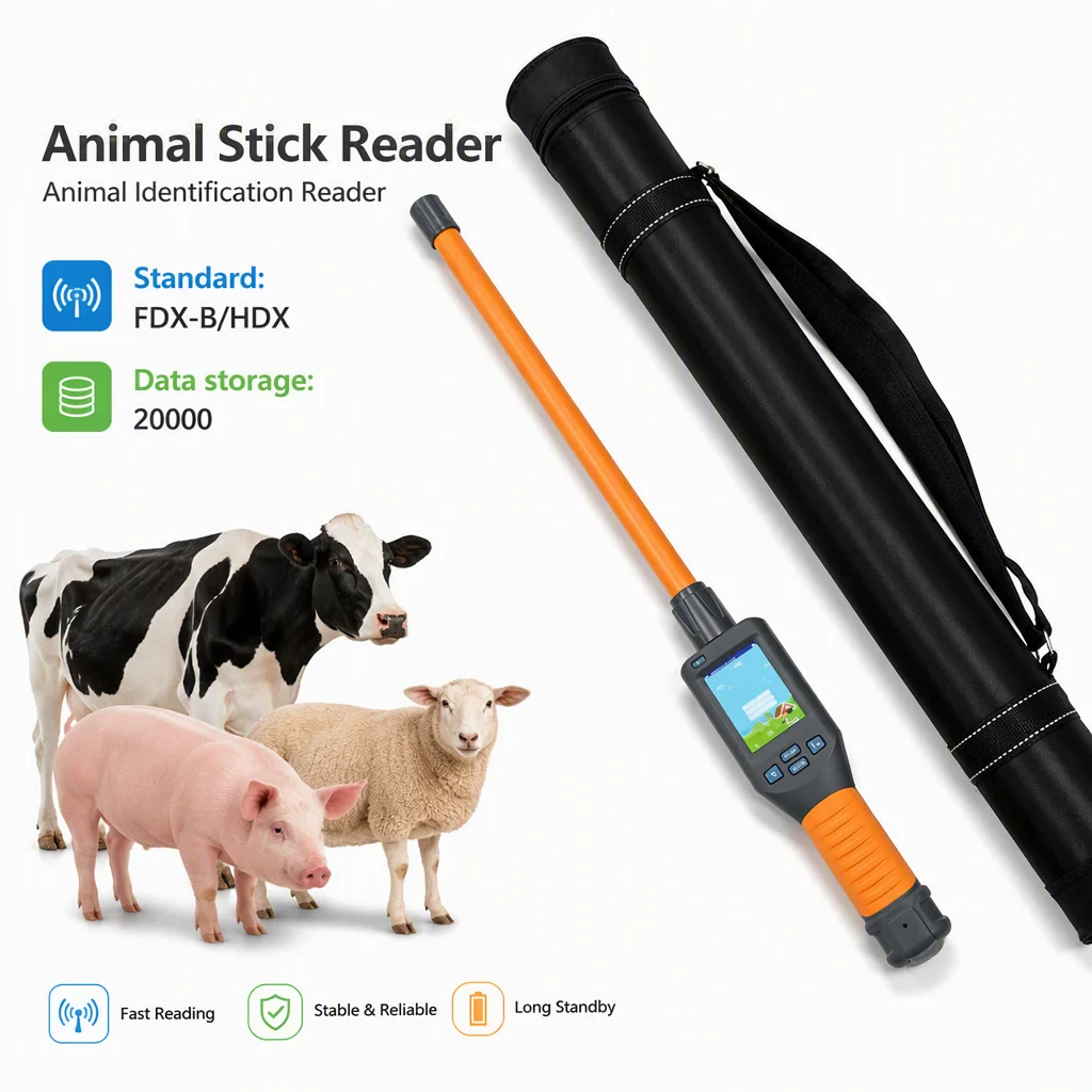 134.2khz Animal Microchip Reader FDX-B HDX Ear Tag RFID Animal Stick Reader RFID Handheld Chip Scanner ISO11784/5