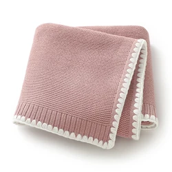 Baby Blankets Knitted Newborn Boy Girl Bedding Quilt 90*70CM Plaid Infant Stroller Swaddle Envelop Wrap Fashion Solid Super Soft