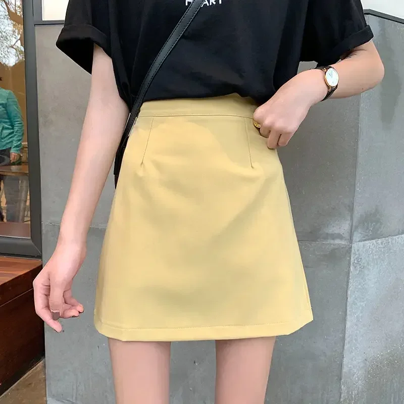 

Summer High Waist Skirt Black Short Skirt A- Line Skirt Women's Summer Woman Skirts