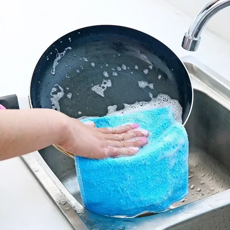 Cleaning Rags Dish Cloths Bamboo Microfiber High Efficient Anti-Grease Washing Towels Kitchen Accessories Lazy Wiping Tools