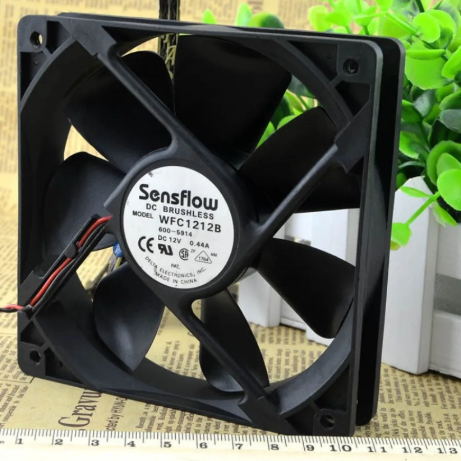 AA + FOR Delta Sensflow 12025 Dual Ball Cooling Fan 12V 0.44A WFC1212B 12cm 2 Wire