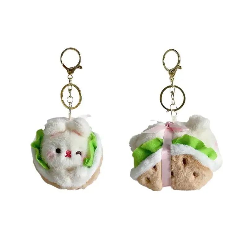 Lindo Animal de dibujos animados colgante de perro caliente llavero de felpa Kawaii comida creativa muñeco de peluche encanto mochila colgante accesorios regalos
