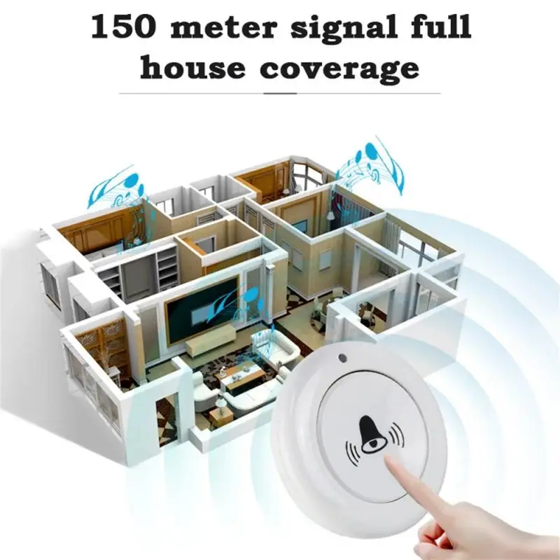 Беспроводной RF 433 МГц дверной звонок, домашний звонок приветствия, 150 м, 30 песен, умный дверной звонок, приемник охранной сигнализации, кнопка дистанционного управления