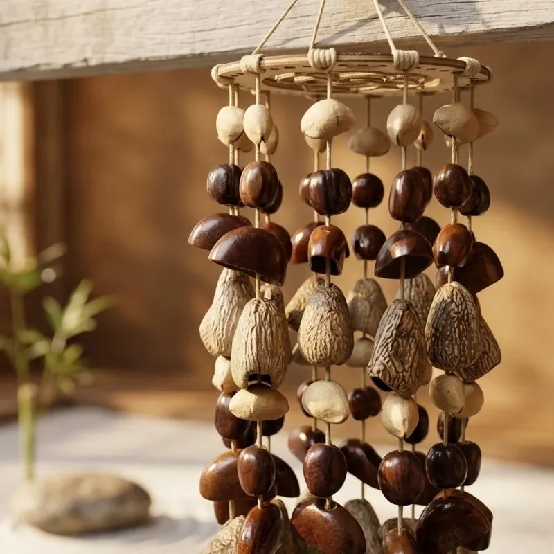 Natural Indonesian Seed Shell Hand Bell Wind Chime For Meditation Sound Therapy Yoga Altar Home Decor Boho Gift For Women
