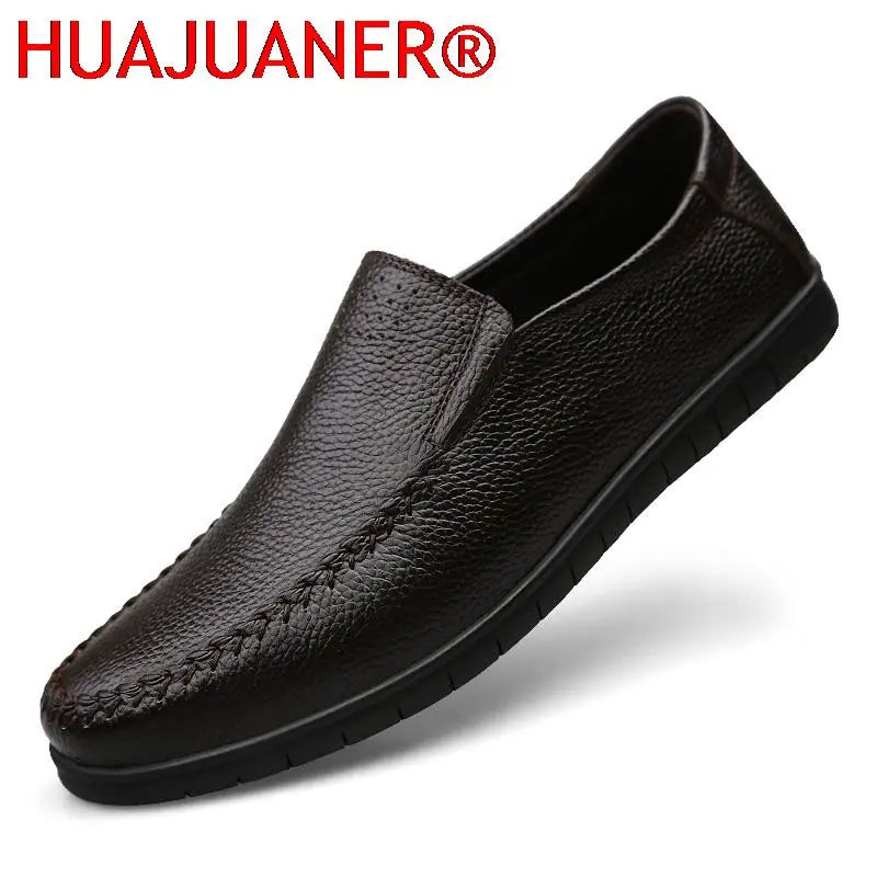 

Mens Loafers Genuine Leather Shoes Men Business Soft Casual Shoes Man 2023 New Male Driving Footwear Black Brown Slip-on Flats