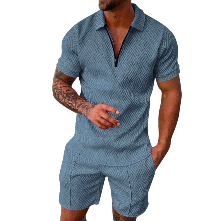 Europe and the United States Selling Men\'s 3D Printing Sports Fitness Casual Fashion Short Sleeve POLO Suit