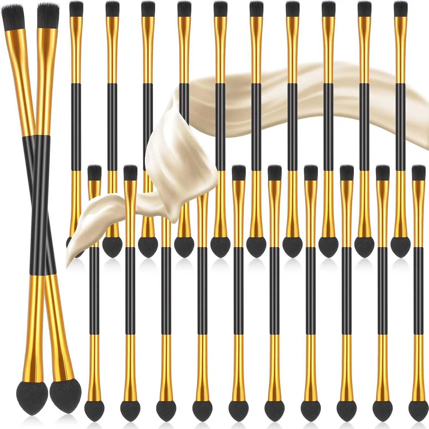 

24 Pcs Dual End Eyeshadow Blending Brush Set with Sponge Applicators for Travel Makeup