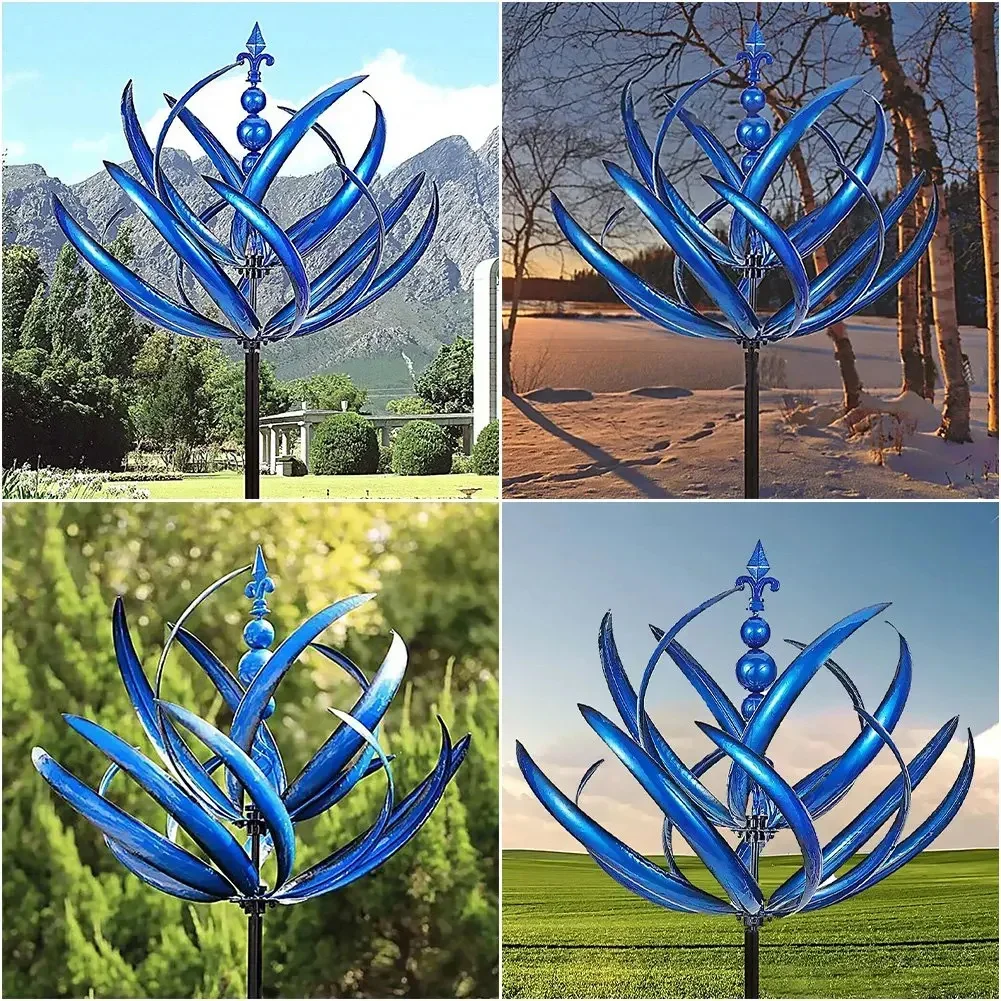 

Harlow Wind Spinner Metal Windmill 3D Wind Powered Kinetic Sculpture Lawn Metal Wind Solar Spinners Yard and Garden Decor New