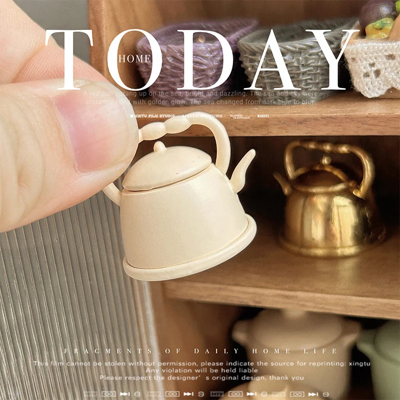 

[JN] 1 Piece 1:12 Miniature Teapot Tea Kettle Dollhouse Kitchen Food Accessory