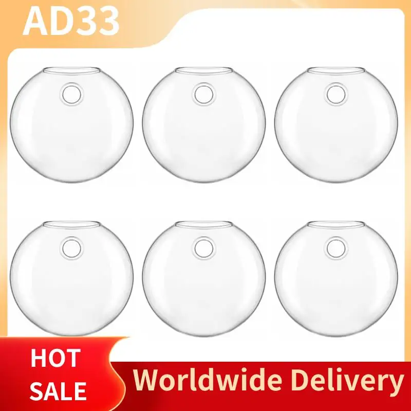 【A28I Handmade Round Vase 2/6 Pack Wall Hanging Glass Terrarium-Self-Watering Hydroponic Planter For Home Office Decor