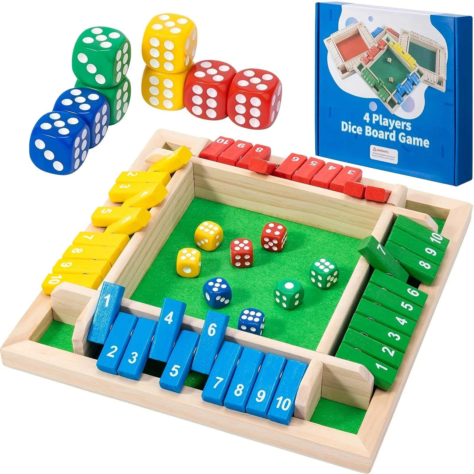 Game, Wooden Board Dice Games for Adults and Kids 2-4 Player Family Classics Tabletop Version Games for Classroom, Party, or Pub