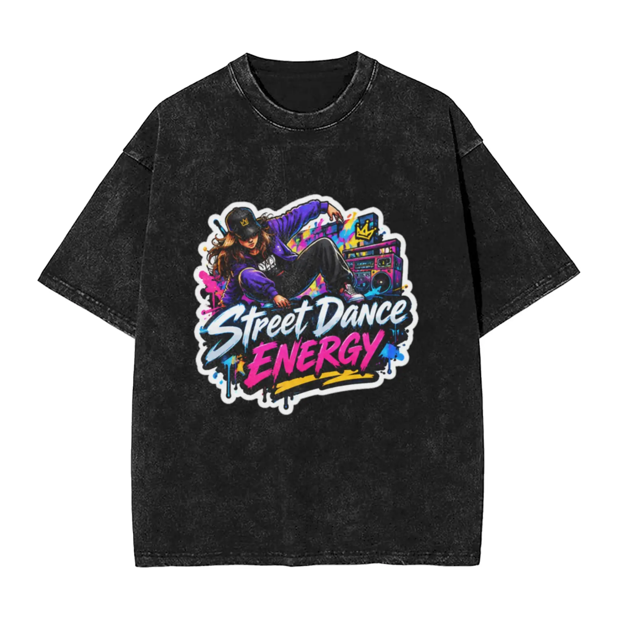 Street Dance Energy Urban Hip Hop Unique Comfort A Washed T Shirt Men's Women's Oversized Cotton Tees Tops